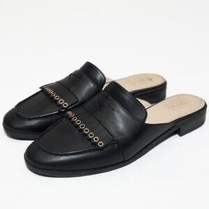 Cole Haan  Black Leather Pinch Kiltie Slide Loafer Flat Shoes Size 8